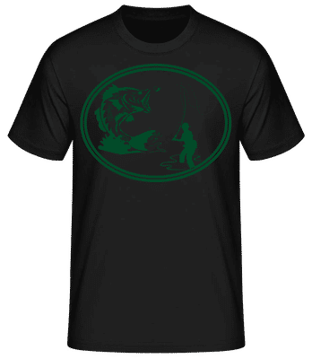 Fishing Icon Green - Men's Basic T-Shirt - Black - Front