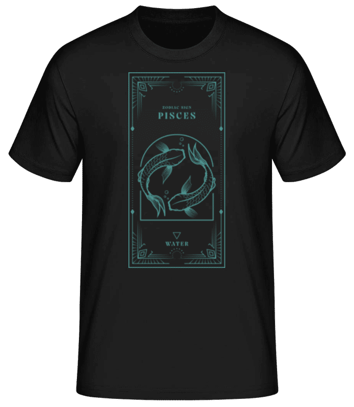 Vista previa: Art Deco Zodiac Sign Pisces - Camiseta básica para hombre - Negro - delante
