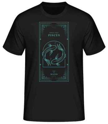 Art Deco Zodiac Sign Pisces - Men's Basic T-Shirt - Black - Front