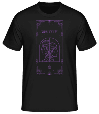 Art Déco Signe Astrologique Gémeaux - T-shirt standard Homme - Noir - Devant