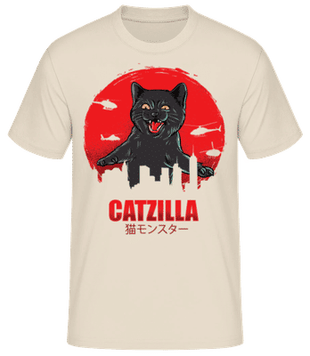 Catzilla - Pánske basic tričko - Krémová - Predné