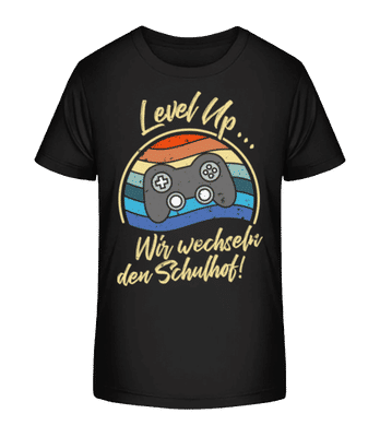 Level Up Wir Wechseln Den Schuhof - Kinder Bio T-Shirt Stanley Stella 2.0 - Schwarz - Vorne