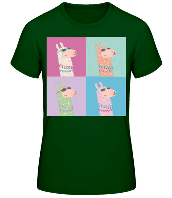 Pop Art Láma - Dámske basic tričko - Bottle green - Predné