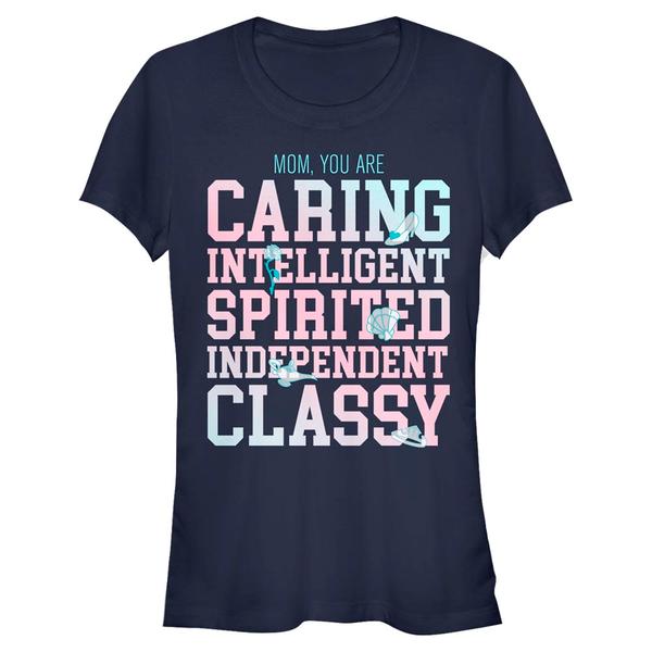 Aperçu: Disney - Princesses Disney - Text Bold Mom - Femme T-shirt - Bleu marine - Devant