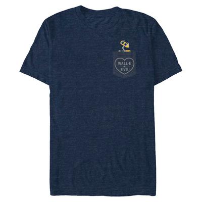 Pixar - Wall-E - Wall-e & Eve 18PXWE00026A-Pocket - Männer T-Shirt - Marine meliert - Vorne