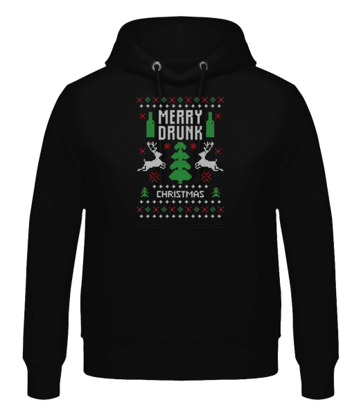 Aperçu: Merry Drunk Christmas - Sweat à capuche Homme - Noir - Devant