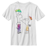 Disney Classics - Phineas a Ferb - Phineas and Ferb Boys of Tie Dye - Dětské Tričko - Bílá - Napřed