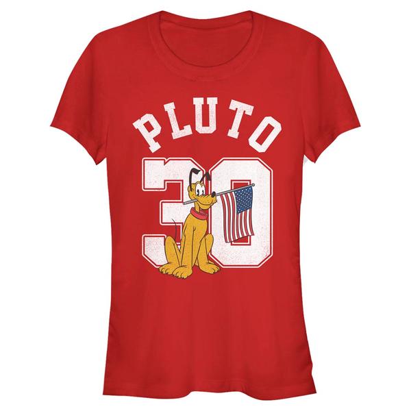 Preview: Disney Classics - Mickey Mouse - Pluto Collegiate - Women's T-Shirt - Red - Front