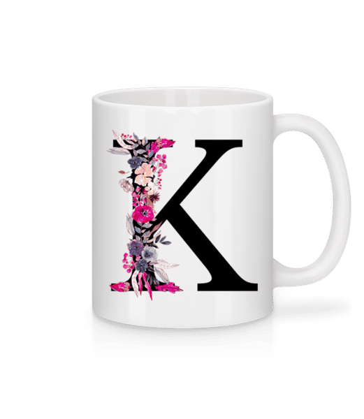 Aperçu: Fleurs Initiale K - Mug en céramique blanc - Blanc - Devant