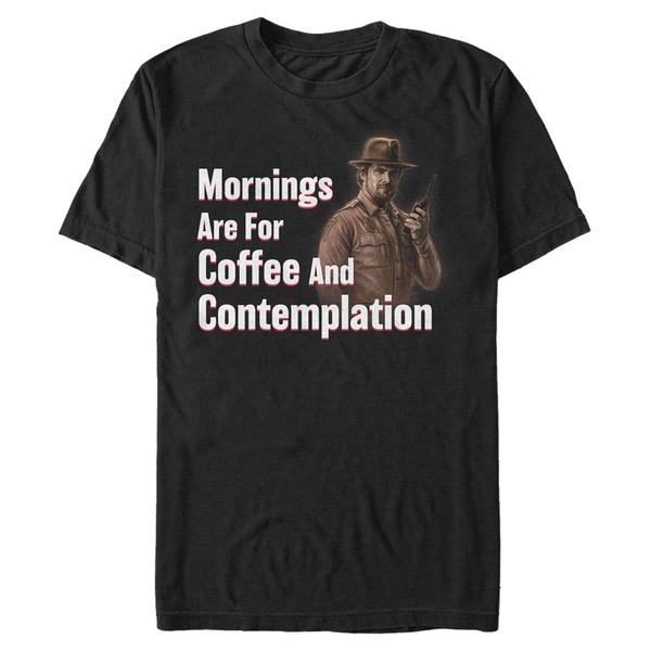 Netflix - Stranger Things - Hopper Coffee and Contemplation - Homme T-shirt - Noir - Devant