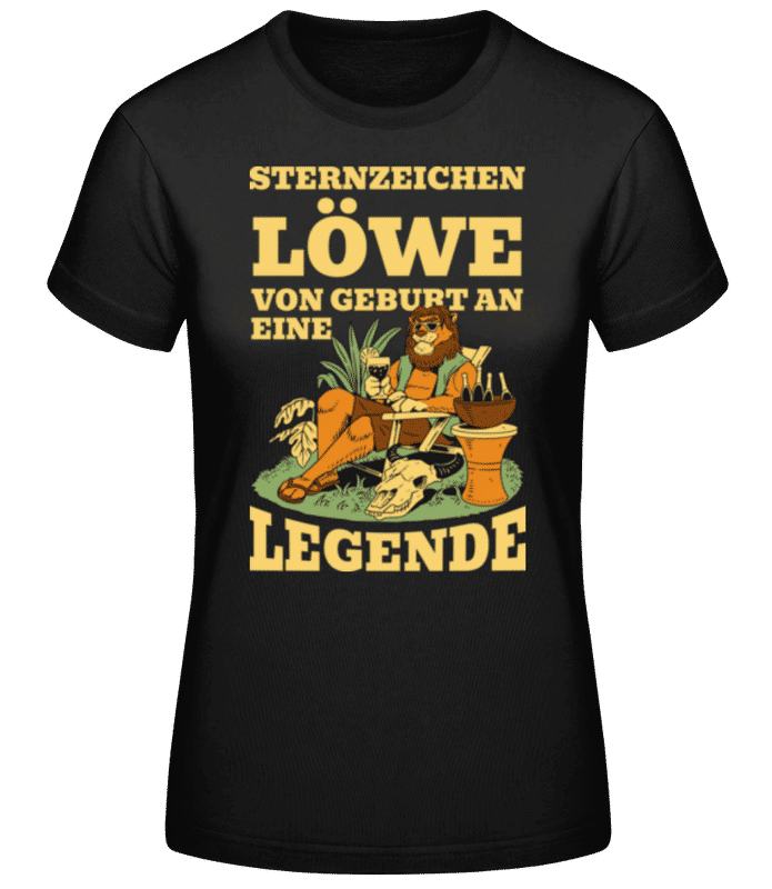 Vorschau: Sternzeichen Löwe Legende - Frauen Basic T-Shirt - Schwarz - Vorne
