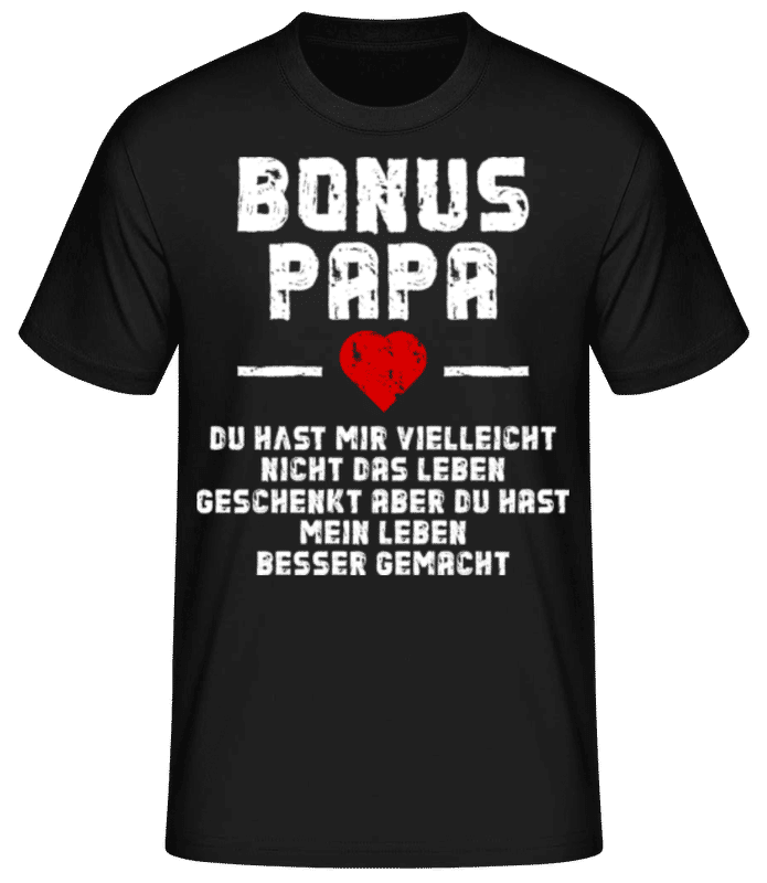 Vorschau: Bonus Papa white - Männer Basic T-Shirt - Schwarz - Vorne