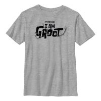 Marvel - I Am Groot - Groot Black Logo - Niños Camiseta - Gris moteado - delante