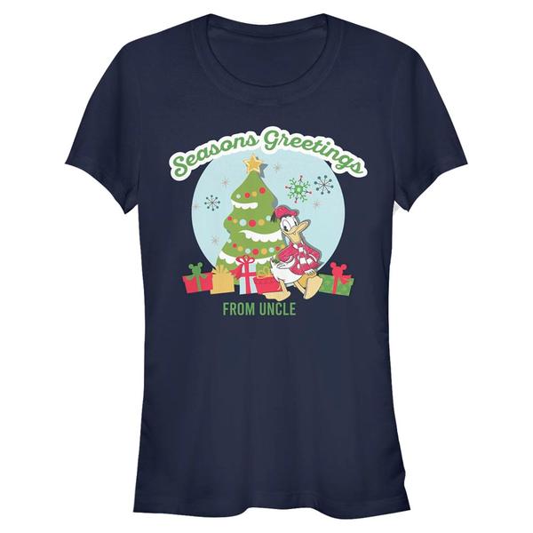 Aperçu: Disney Classics - Mickey Mouse - Donald Duck Greetings From Uncle - Christmas - Femme T-shirt - Bleu marine - Devant