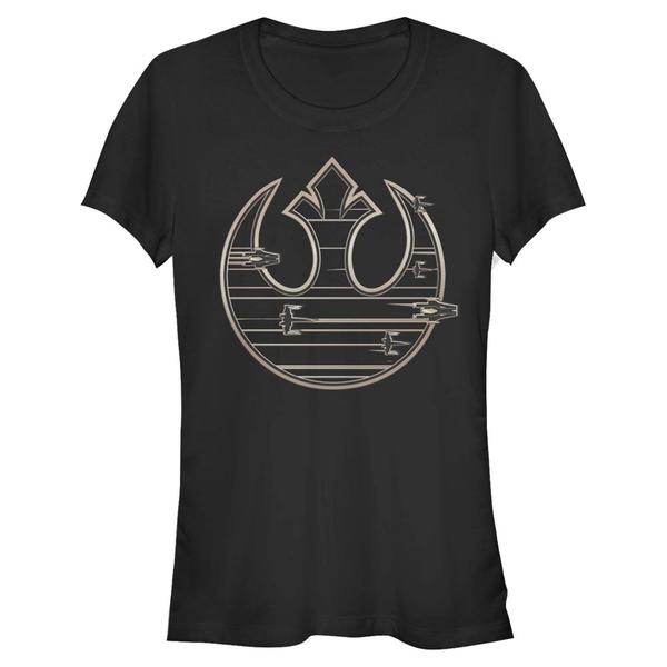Aperçu: Star Wars - Les Derniers Jedi - Logo Gold Rebel - Femme T-shirt - Noir - Devant