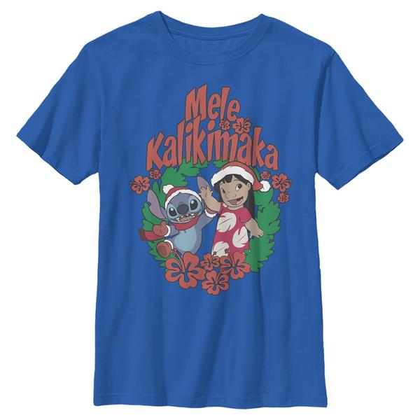 Preview: Disney - Lilo & Stitch - Lilo & Stitch Mele Kalikimaka Stitch - Kids T-Shirt - Royal blue - Front