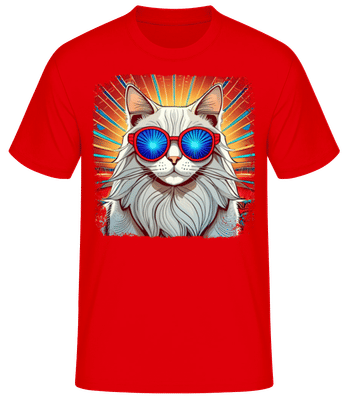 Chat Norvégien Des Forêts Look Hippie - T-shirt standard Homme - Rouge - Devant