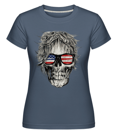 Skull America -  T-shirt Shirtinator femme - Bleu denim - Devant