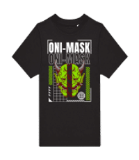 Oni Mask - Kinder T-Shirt B&C - Schwarz - Vorne