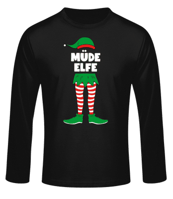 Müde Elfe - Männer Longsleeve Basic - Schwarz - Vorne