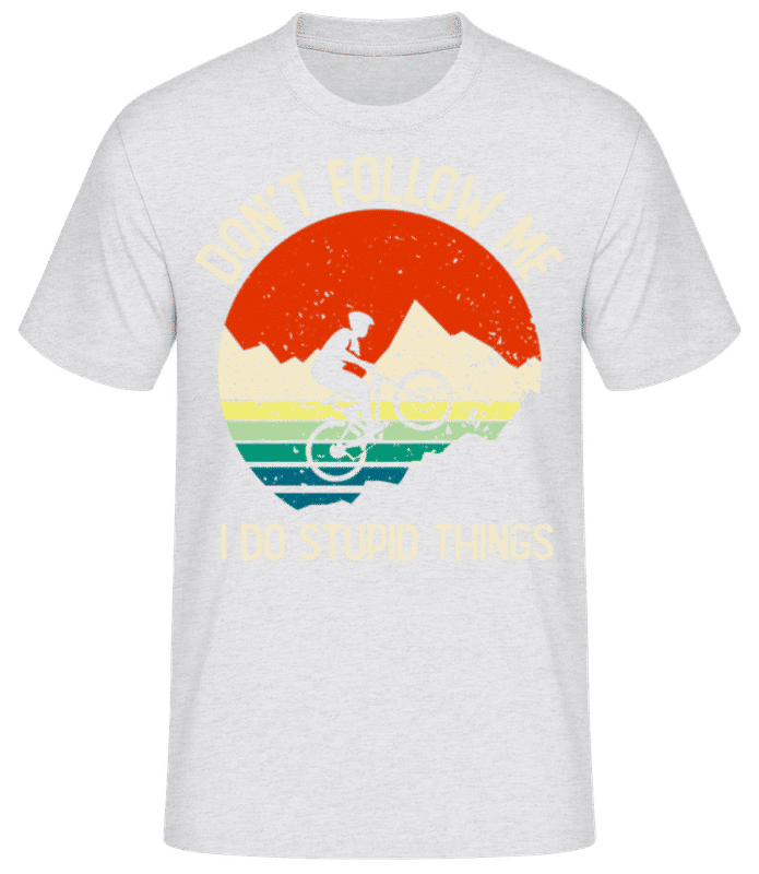 Vorschau: Don't Follow Me I Do Stupid Things - Männer Basic T-Shirt - Grau meliert - Vorne
