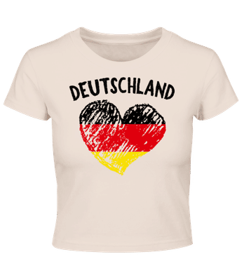 Deutschland Herz Flagge - Crop T-Shirt - Rosa - Vorne