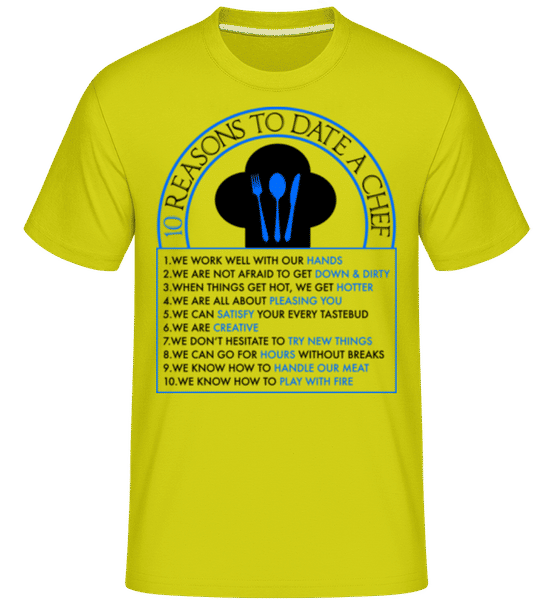Preview: 10 Reasons To Date A Chef -  Shirtinator Men's T-Shirt - Lime - Front