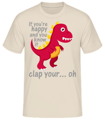 T-Rex Clap Vy Hands - Pánské basic tričko - Krémová - Napřed