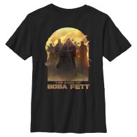 Star Wars - Book of Boba Fett - Skupina Leading By Example - Detské Tričko - Čierna - Predné