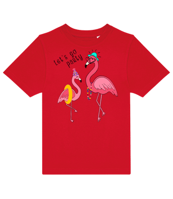 Party Flamingos - Dětské tričko B&C - Červená - Napřed