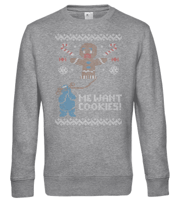 Ugly Cookie Monster - Pánska štandardná mikina - Melírovo šedá - Predné