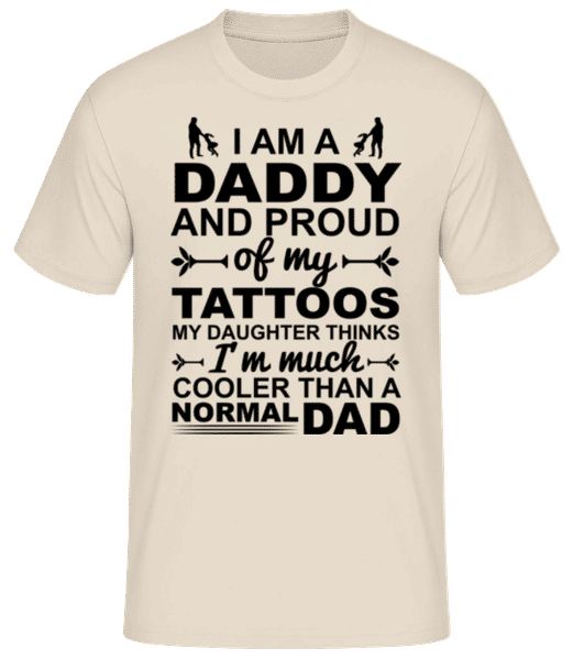 Aperçu: Papa Tattoos Daughter - T-shirt standard Homme - Crème - Devant