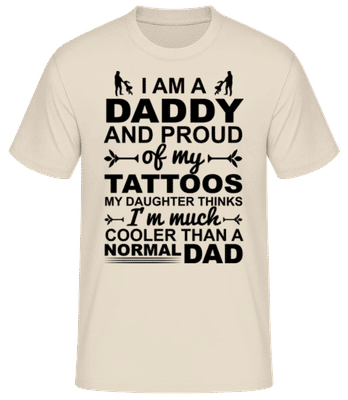 Papa Tattoos Daughter - Männer Basic T-Shirt - Creme - Vorne