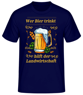 Bier Hilft Der Landwirtschaft - Männer Basic T-Shirt - Marine - Vorne