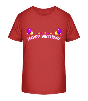 Happy Birthday Ballons - Kinder Bio T-Shirt Stanley Stella 2.0 - Rot - Vorne