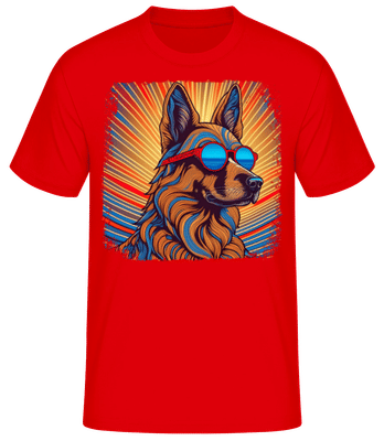 Schäferhund Hippie Look - Männer Basic T-Shirt - Rot - Vorne