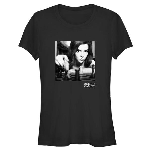 Aperçu: Netflix - Le jeu de la dame - Beth Harmon Checkmate Photo Real - Femme T-shirt - Noir - Devant