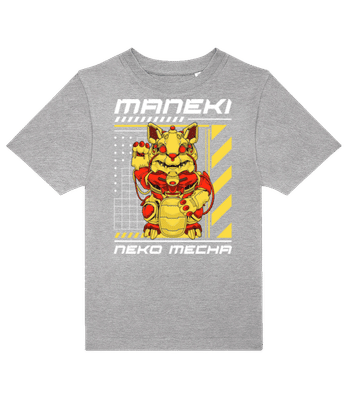 Maneki Neko Mecha - Kinder T-Shirt B&C - Grau meliert - Vorne