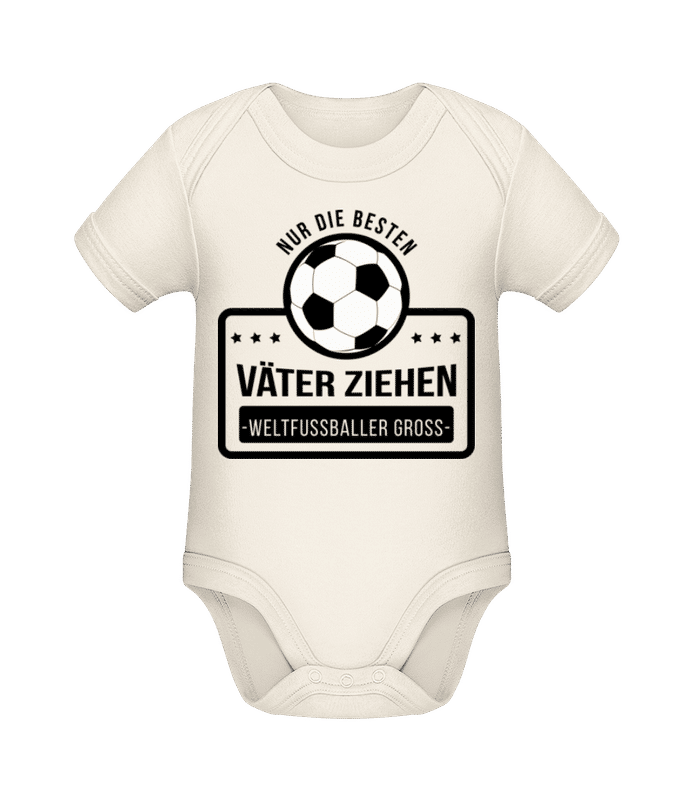 Vorschau: Väter Erziehen Weltfußballer - Baby Bio Strampler - Creme - Vorne