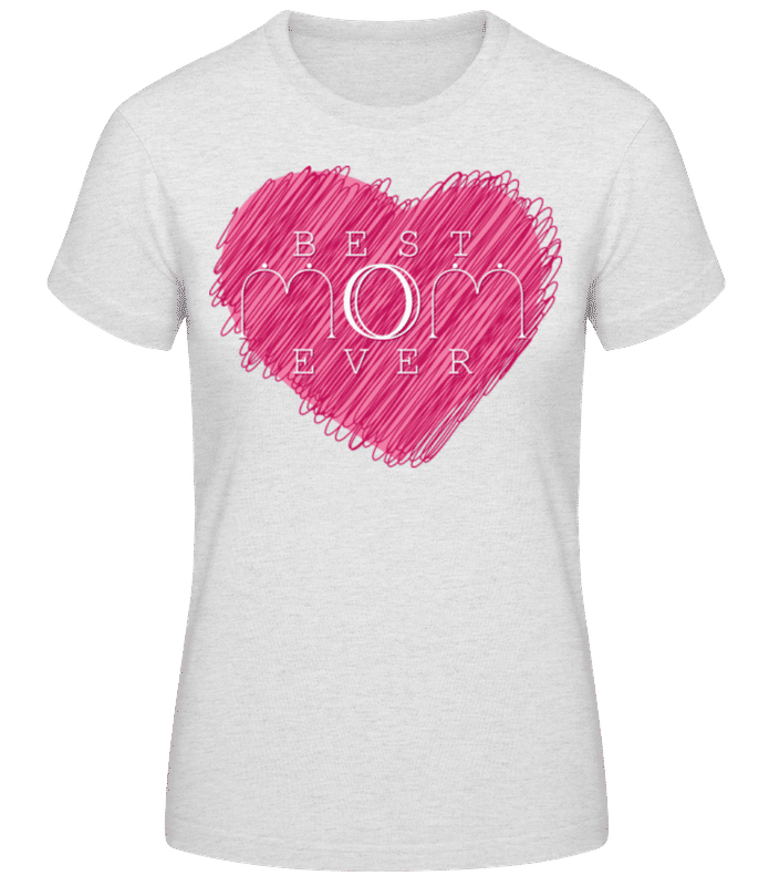 Náhled: Best Mom Ever Heart - Dámské basic tričko - Melírově šedá - Napřed