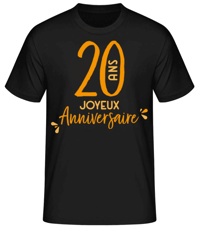 Aperçu: 20 Ans Joyeux Anniversaire - T-shirt standard Homme - Noir - Devant
