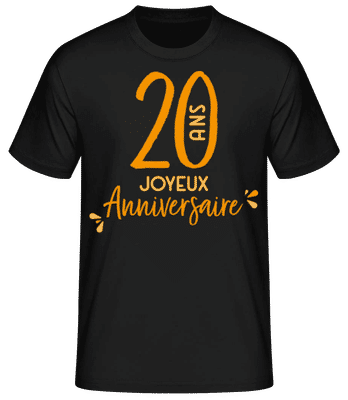 20 Ans Joyeux Anniversaire - T-shirt standard Homme - Noir - Devant