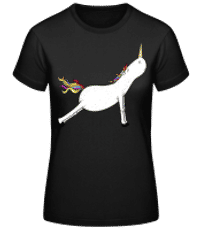 Licorne De Yoga Tendue - T-shirt standard Femme - Noir - Devant