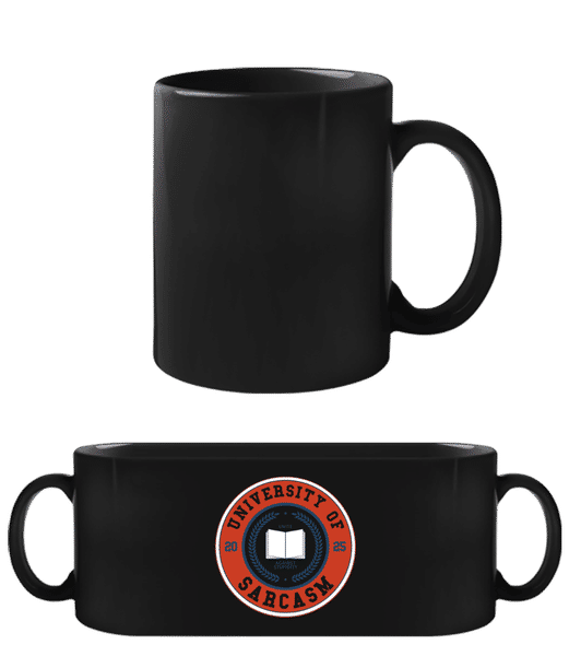 Aperçu: University Of Sarcasm - Tasse Noire - Noir - Devant