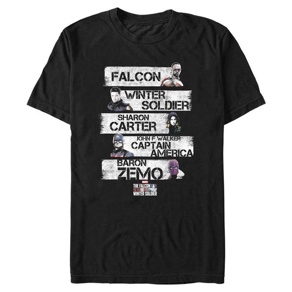 Aperçu: Marvel - Falcon et le soldat de l'hiver - Photo de groupe Character Stack - Homme T-shirt - Noir - Devant