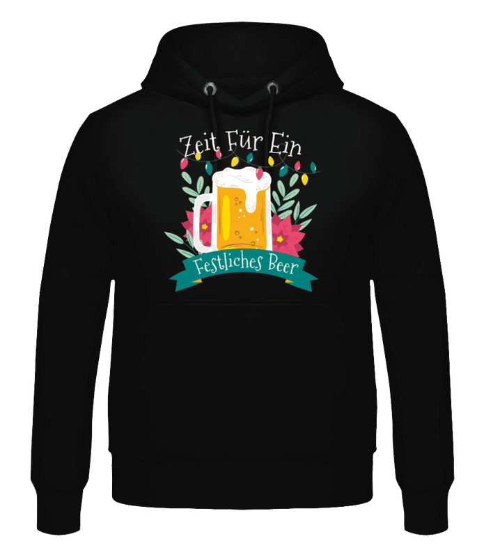 Vorschau: Festliches Bier - Männer Hoodie - Schwarz - Vorne