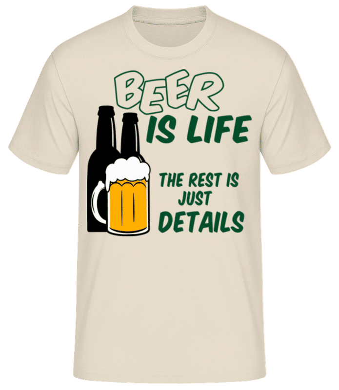 Vista previa: Beer Is Life - Camiseta básica para hombre - Crema - delante