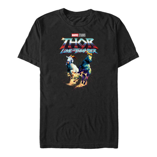 Preview: Marvel - Thor Love and Thunder - Logo Rainbow Goats - Men's T-Shirt - Black - Front