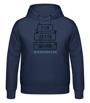 Essen Schlafen Skifahren - Unisex Hoodie - Marine - Vorne