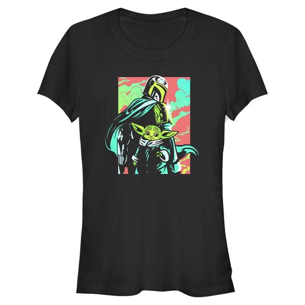 Aperçu: Star Wars - The Mandalorian - Mandalorian & the Child Neon Mando - Femme T-shirt - Noir - Devant